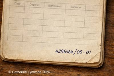 Deposit book page containing an encoded number
