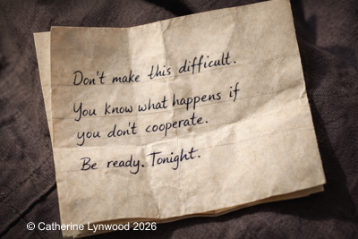 Partially folded handwritten note