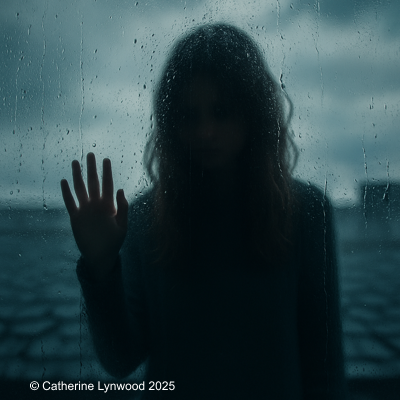 A young woman stares out through rain-streaked glass — fragile, fierce, and unreadable.