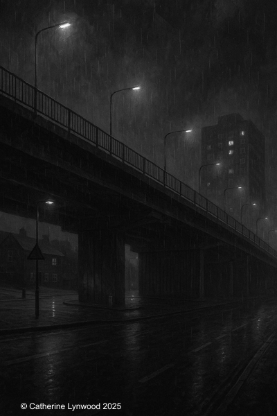The Rubery flyover at night time