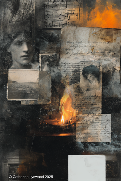 A symbolic collage of strong women — vintage photos, letters, and soft light hinting at untold stories.