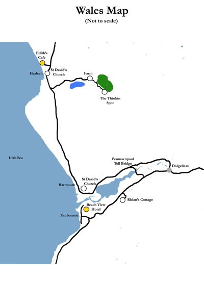 A not to scale map of Barmouth and the surrounding area.